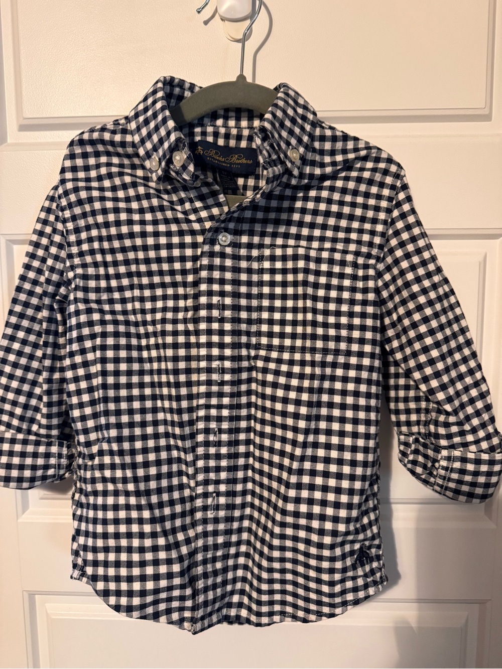 Brooks Brothers Navy & White Gingham Button-Down Shirt - Kids